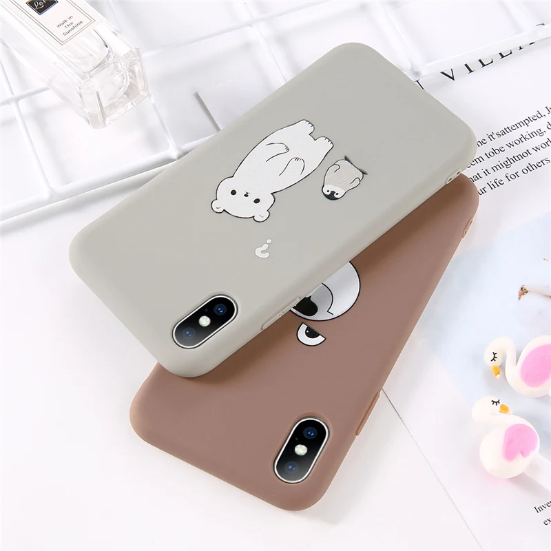 Lovebay Телефон чехол для iPhone 6 6s 7 8 Plus X XR XS Max Модный милый мультфильм Медведь Кролик