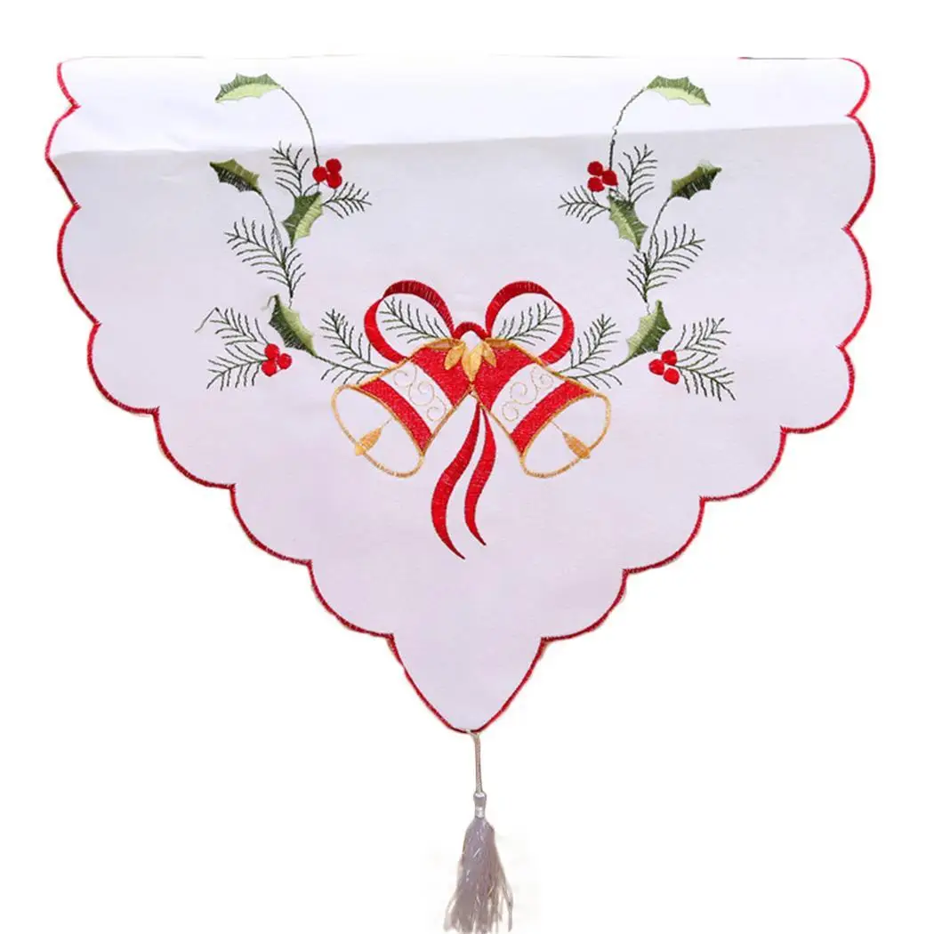 bells Christmas Table Flag Santa Out Hollow candles Crutches Decorations Claus Embroidered Party Gift | Дом и сад