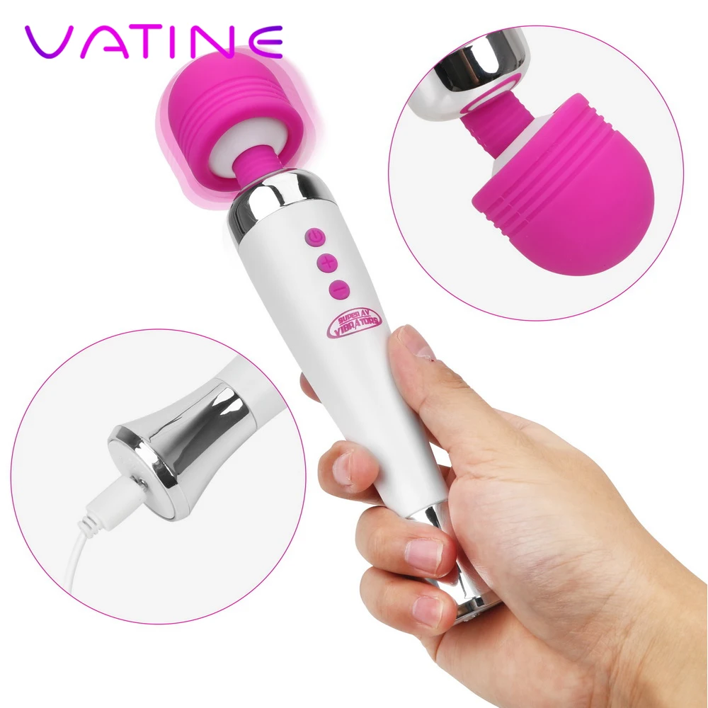 

VATINE AV-массажер вибратор волшебная палочка, Стимуляция клитора, точка G, интимные игрушки для женщин 12 скоростей, зарядка через USB