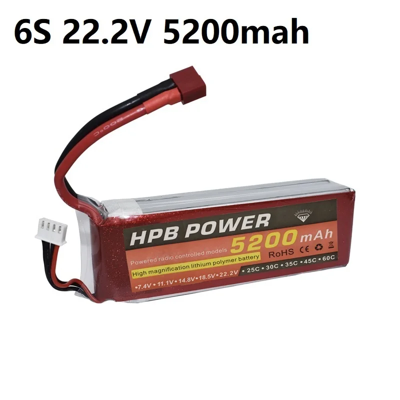 

22.2v 5200mah 45c Lipo battery For RC Helicopter car boat Quadcopter Remote Control Toys 6s Li-Polymer battey HPB POWER 22.2 V