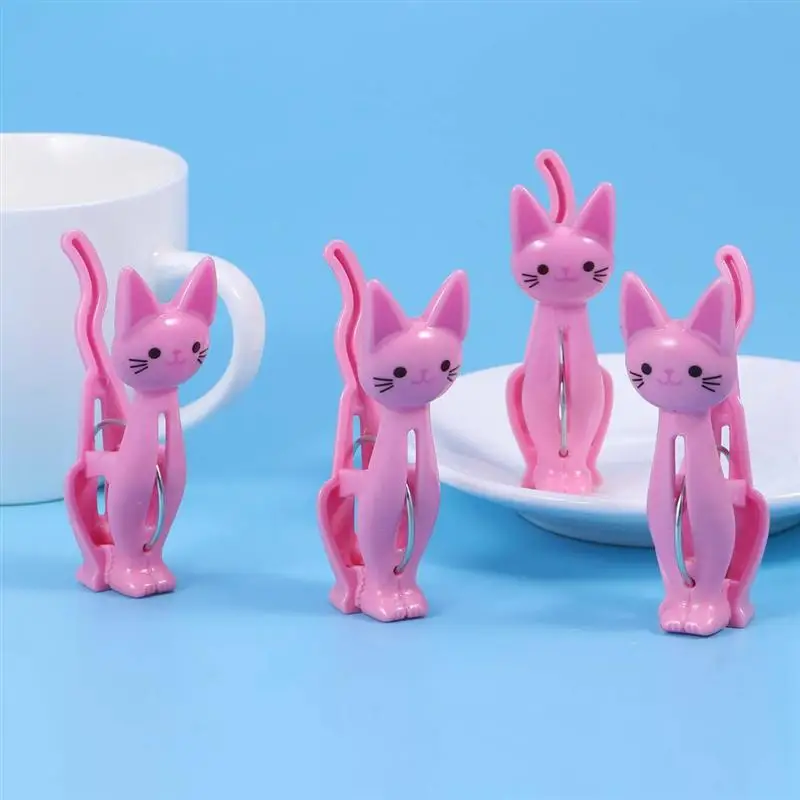 4 шт. пластиковые прищепки для белья с рисунком кота из мультфильма вешалки