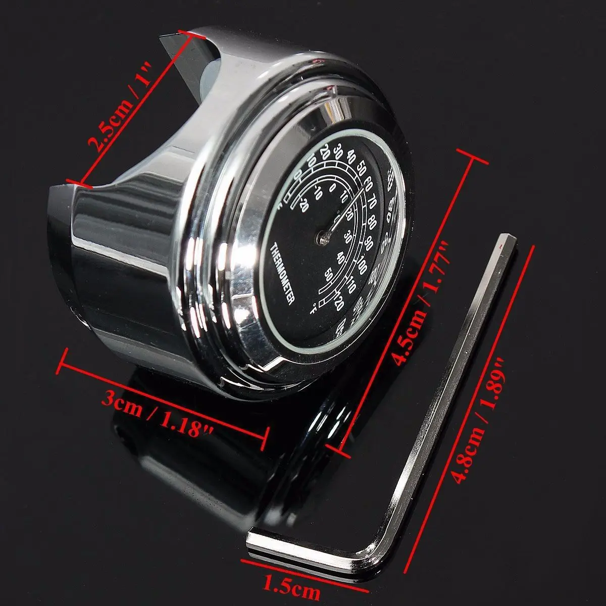 Недавно 45 мм часы на Руль термометр циферблат мотоциклетные для Хейли хром