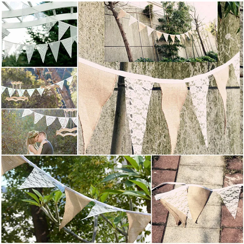 Just Marriage 3.3M Wedding Decoration Vintage Birthday Party Decorations Kids Boy Girl Burlap Linen Lace Bunting Flags Pennant | Дом и сад