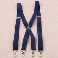 2 5cm width unisex adult suspenders men 4 hooks suspender adjustable elastic x back women braces solid color