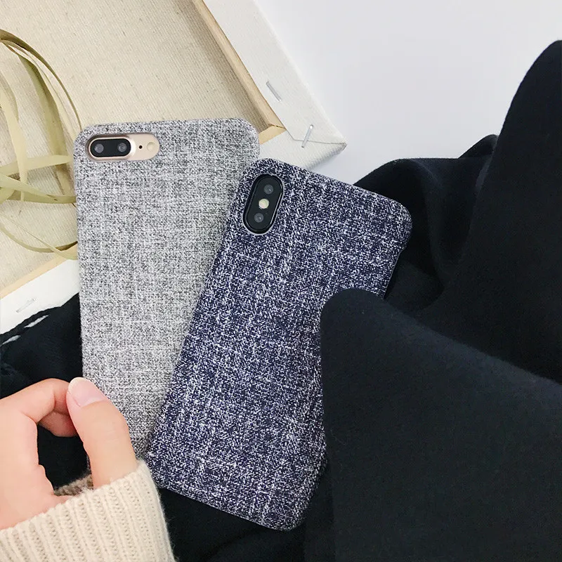 Luxury Plush Fabrics Hard Back Cover For iPhone 7 Case Cotton Linen Cloth Phone Cases X 8 6 6S Plus XR XS Max |