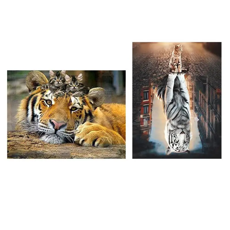 New DIY Diamond Painting Sunset Sunflower Dog Wolf Tiger Pattern Full Modern Home Decoration Living Room Mural Paintings | Дом и сад