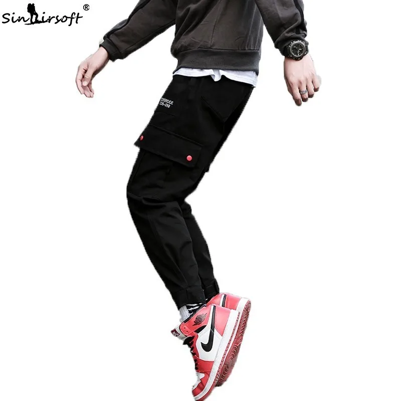 SINAIRSOFT мужские свободные брюки с эластичной резинкой на талии Японская уличная