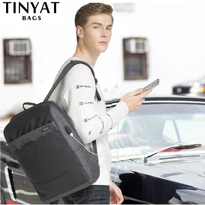 TINYAT мужские рюкзаки для ноутбука 15 6 USB сумка компьютера мужской рюкзак