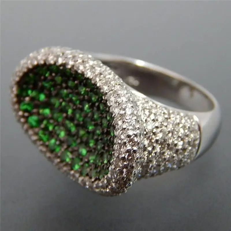 

inlaid with zircon green bird's nest wedding engagement party gift classic ring New fashion women's ring