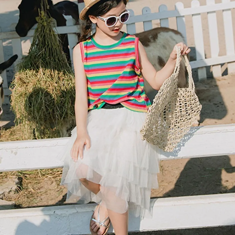 Фатиновые юбки с высокой талией модная одежда для девочек многослойная сетчатая