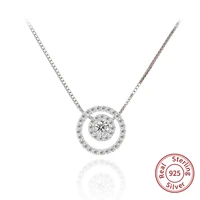 2019 new 925 sterling silver chain necklace movement crystal round circle cubic zirconia pendant for women jewelry gift zk40