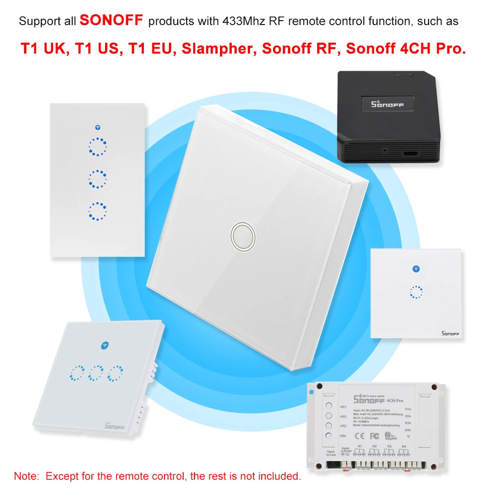 SONOFF T433 86 Тип Роскошная настенная сенсорная панель клейкая 433 МГц беспроводной