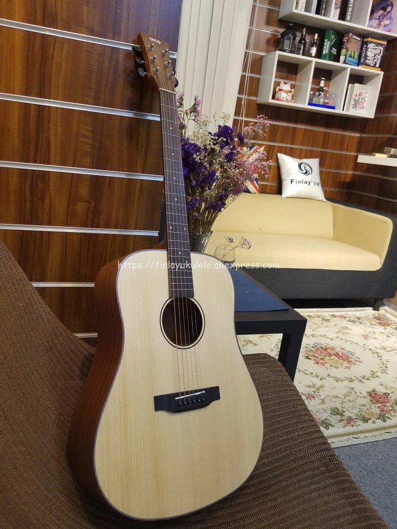 Finlay 41 &quotАкустическая гитара твердая ель/Корпус из красного дерева гитары Китай с
