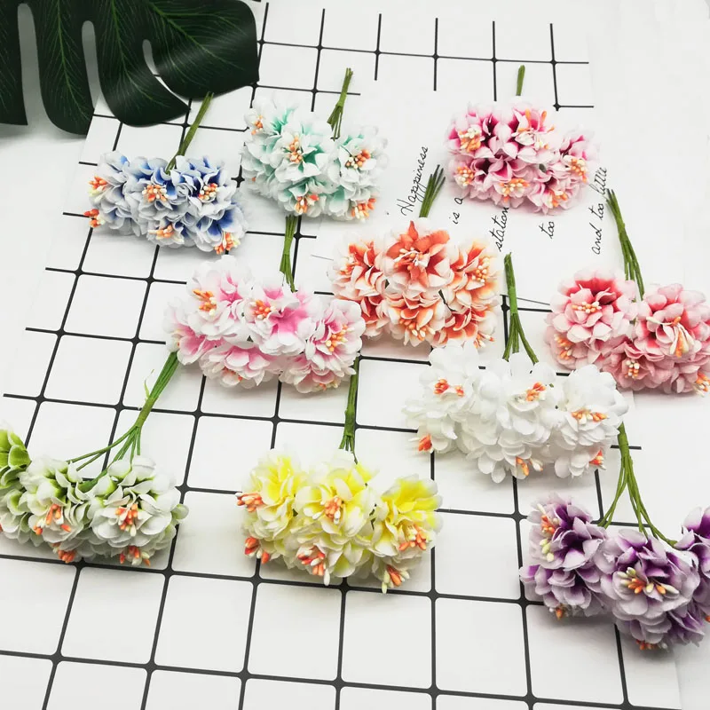 6 шт. 3 см искусственные цветы маргаритки ручной работы букет для свадьбы домашний