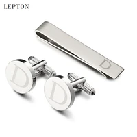 lepton letters cufflinks tie clips set silver color letters of an alphabet d cufflinks for mens shirt cuffs cufflink gemelos