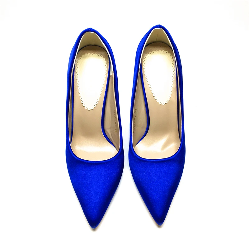 Женские туфли-лодочки XUEZI на высоком каблуке синие с острым носком свадебные