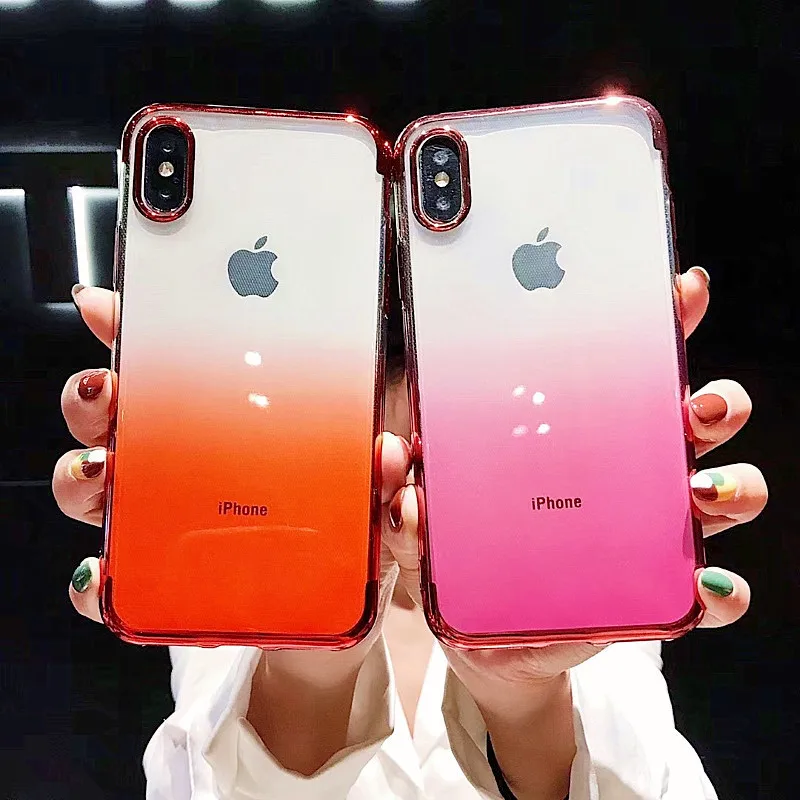 Прозрачный чехол градиентного цвета для iphone X XR XS Max 6 7 8 Plus прозрачный силиконовый