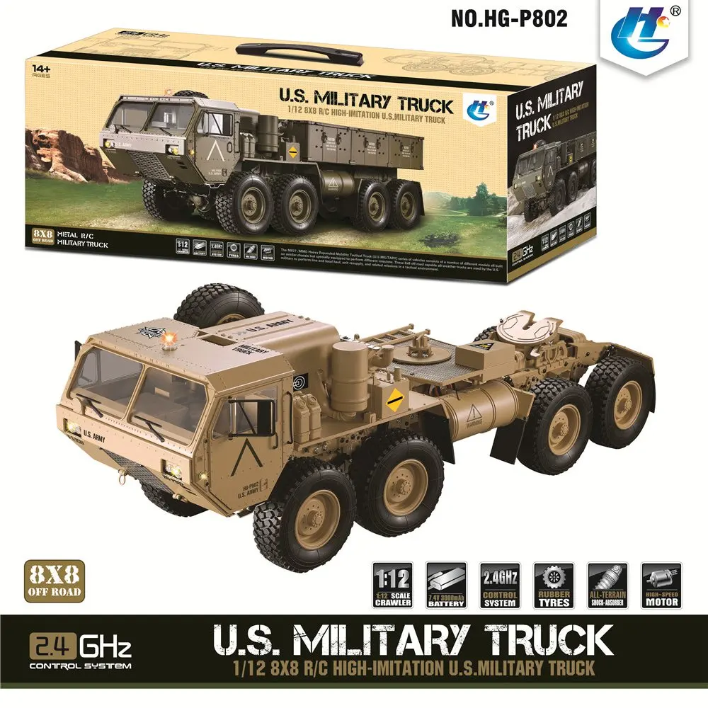 Новейший Шикарный Радиоуправляемый автомобиль HG P801 P802 1/12 2 4G M983 739 мм военный