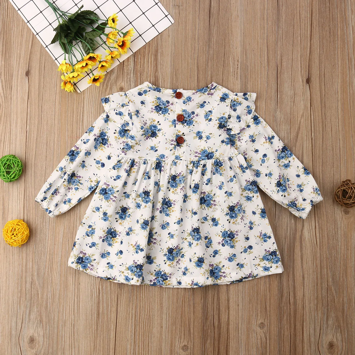 2019 Brand New 0-3Y Newborn Infant Kids Baby Girls Boho Dress Ruffles Long Sleeve Floral Knee-Length A-Line Spring Autumn | Детская
