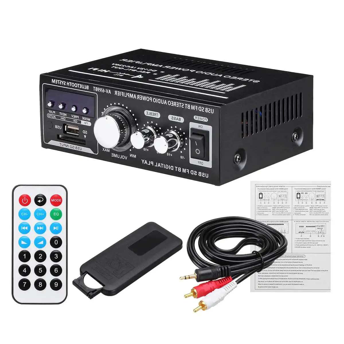 Автомобильный Hi Fi стереоусилитель TRYLS 12 В/220 В 400 Вт 2 канала bluetooth USB SD FM