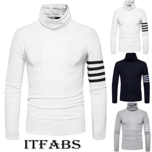 

Men Roll Turtle Neck Jumper Wool Blend Knitted Thermal Sweater Pullover Slim Casual