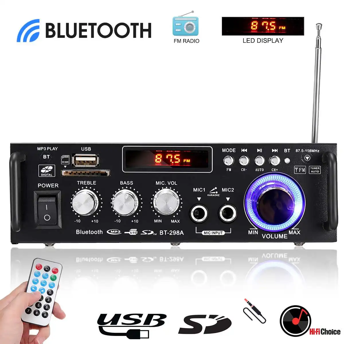 600 Вт DC12V HIFI автомобильный усилитель аудио стерео мощности bluetooth FM радио 2CH 220 В