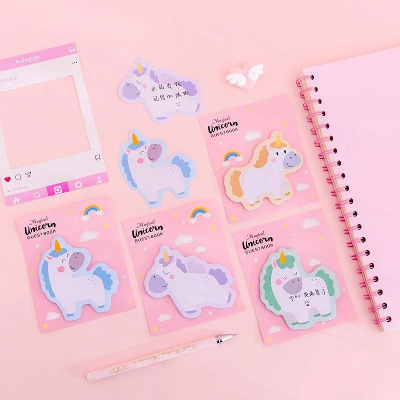 Милый клейкий блокнот Kawaii Rainbow с единорогом липкими нотами для офиса школы