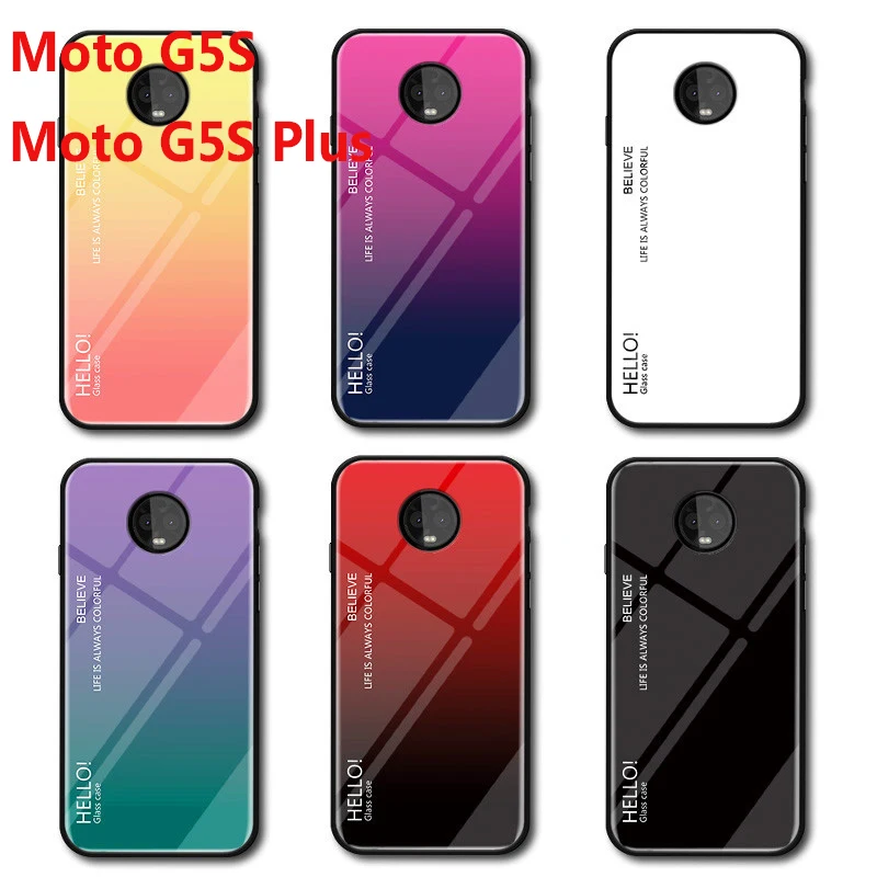 Чехол для Motorola Moto G5S Plus XT1803 XT1805 - градиентное стекло Aurora с твёрдой задней крышкой для XT1792 XT1793 XT1794.