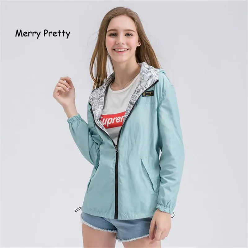 Осенняя Женская куртка MERRY PRETTY пальто с карманами на молнии капюшоном