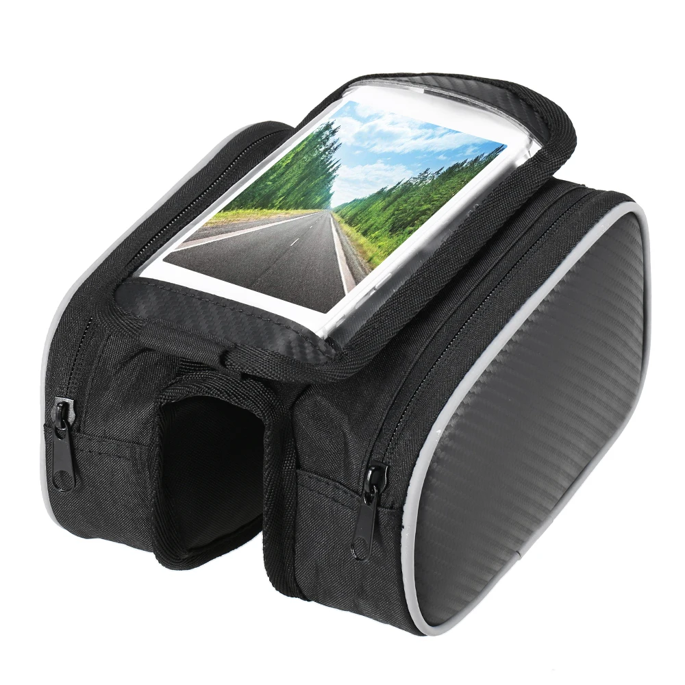 Lixada Bicycle Front Frame Touchscreen Phone Bag Mountain Bike Cycling Top Tube Double Pouch Pannier for 5.5 Inch Cell | Спорт и
