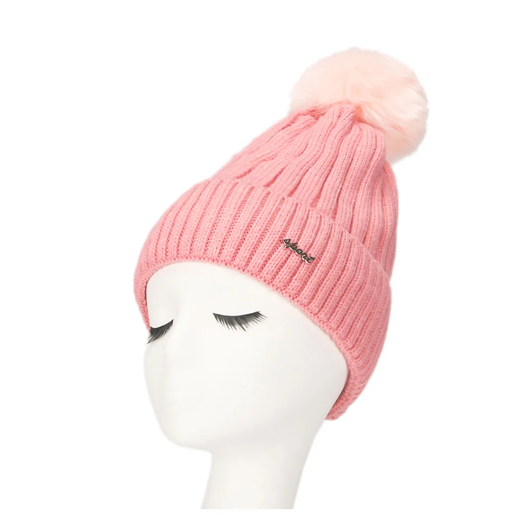 Зимние Pom Hat Для женщин трикотажные шапочки шапки толстые теплые Skullies толстый