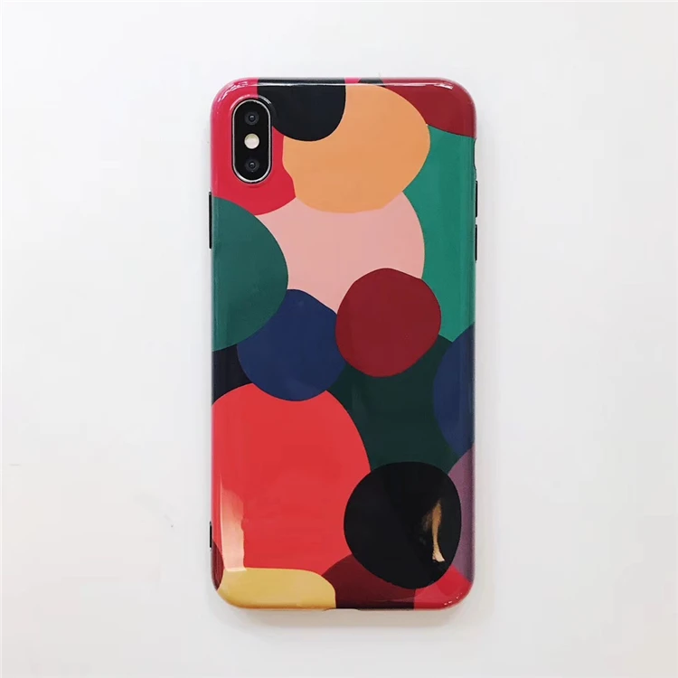 Цветной Гладкий волнистый точечный чехол для iPhone XS XR Max X 8 7 6 6S Plus Мягкий IMD парный