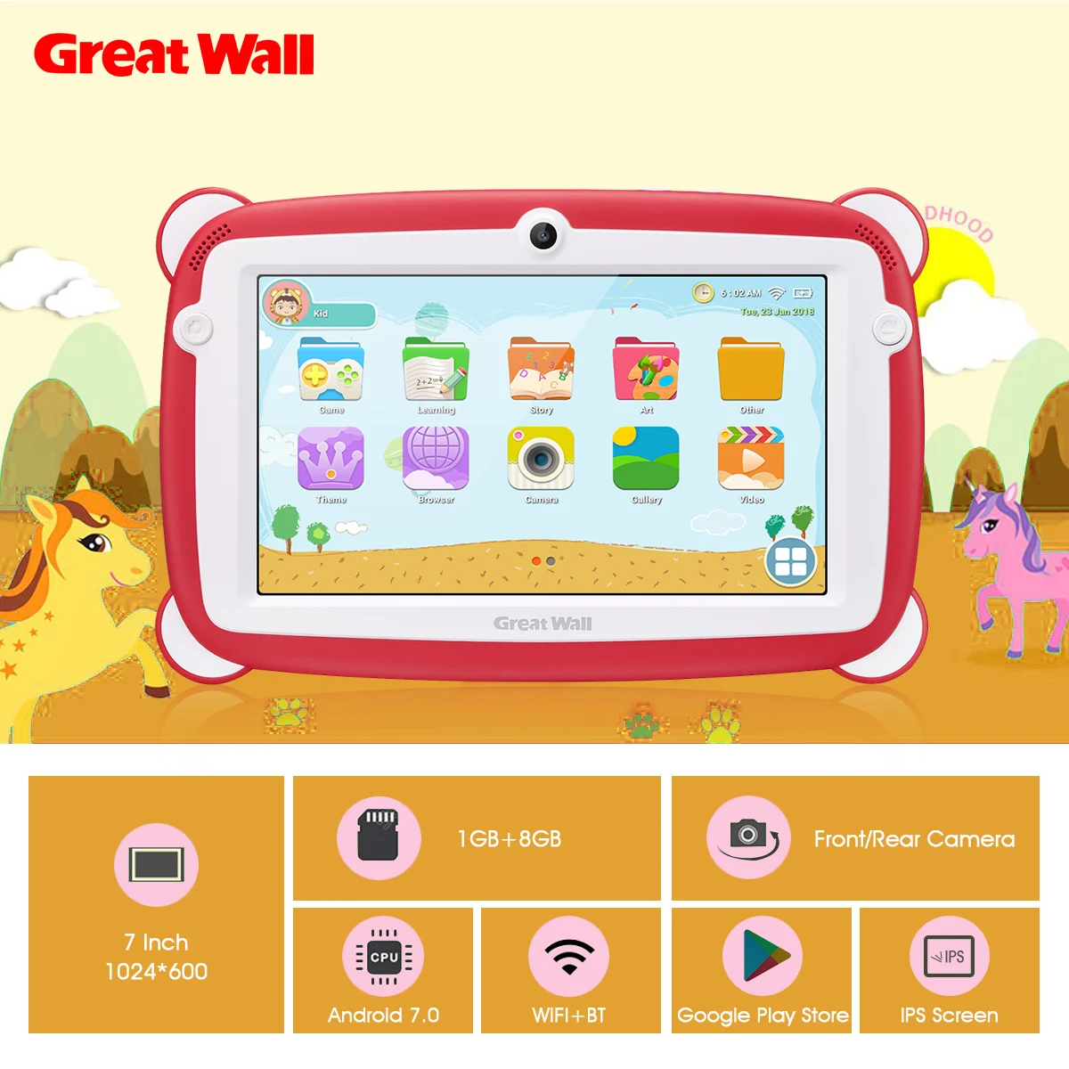 Great Wall K701 детский планшет Детский образовательный 7 дюймов Android 8 1 ips