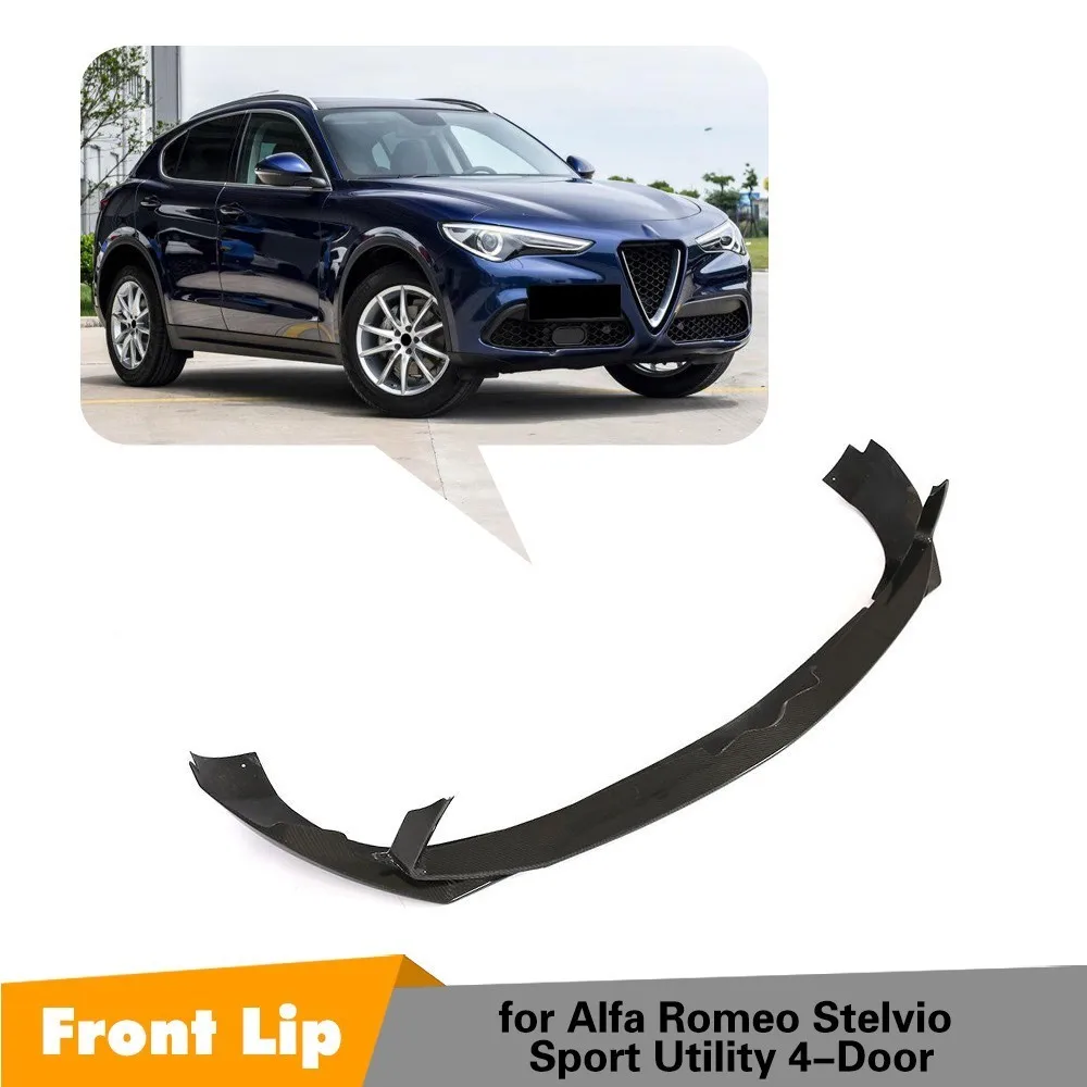 

Carbon Fiber Bumper Lid For Alfa Romeo Stelvio 2017 Base Sport Utility 4-Door Front Bumper Lip Spoiler Guard