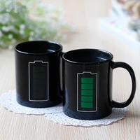battery magic mug positive energy color changing cup ceramic discoloration coffee tea milk mugs novelty gifts