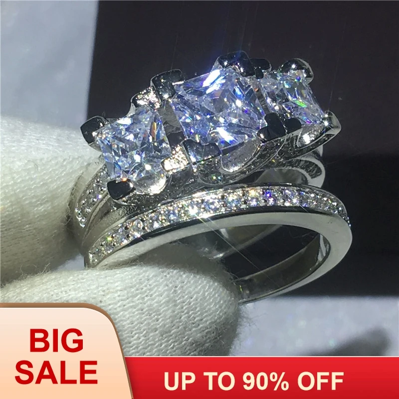 Модные ювелирные изделия из жемчуга для женщин обручальное кольцо 6ct Cz камнях