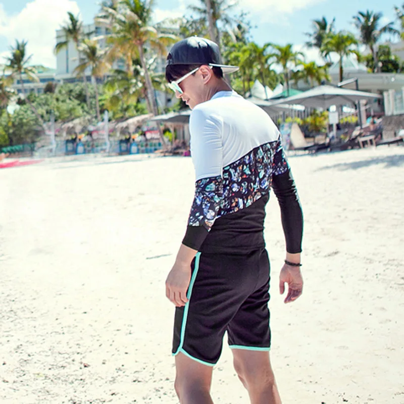 Man Long Sleeve Sandy Beach Swimming Suit Surfing Run Male Swimwear Clothes Sunscreen 2131 | Спорт и развлечения