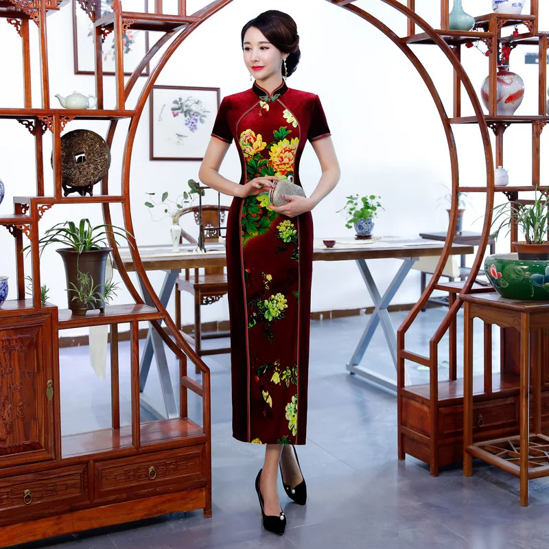 Красивые вечерние платья Qipao длинное традиционное китайское красное свадебное