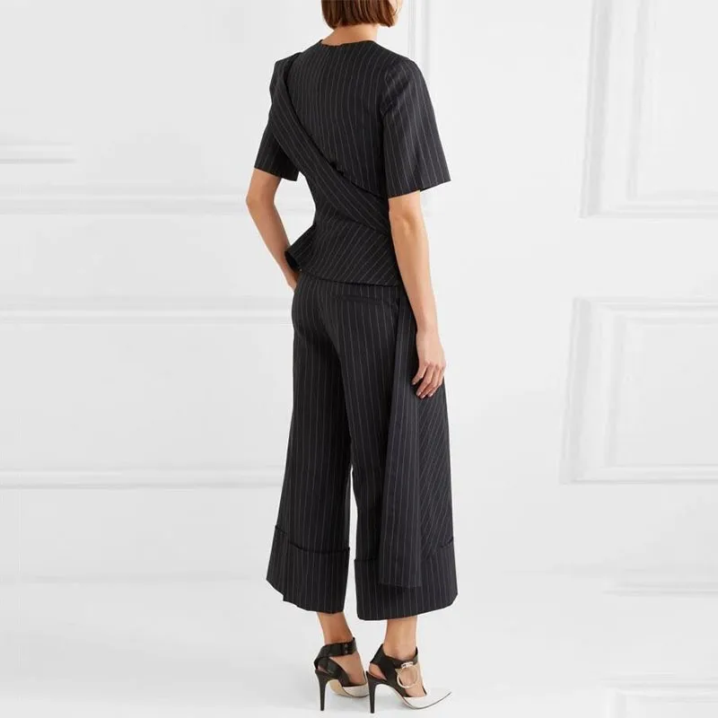 Женская Асимметричная блузка TWOTWINSTYLE полосатые рубашки блузки с круглым вырезом