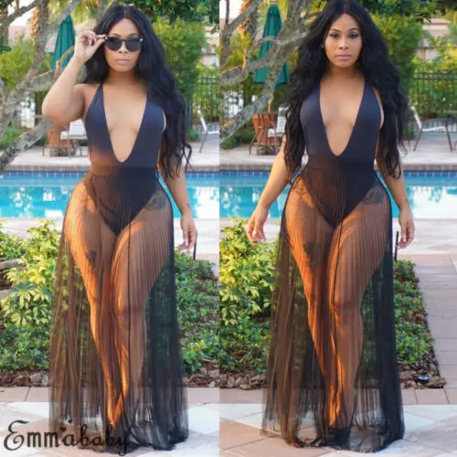 Женская накидка на бикини купальник Пляжная макси юбка с запахом саронг кимоно