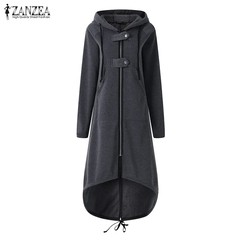 Осень 2022 однотонная Толстовка ZANZEA Женские флисовые пальто на молнии зимние