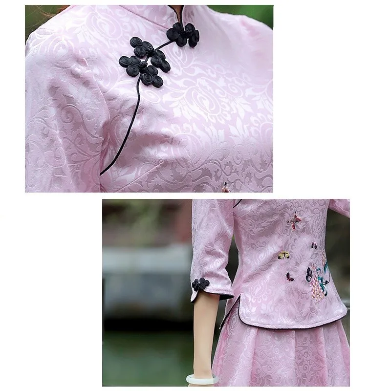 Traditional Chinese Skirt Sets Shirt And New Pattern Qipao Tang Costume Guzheng Hanfu Costumes Chorus Roupa Oriental | Тематическая