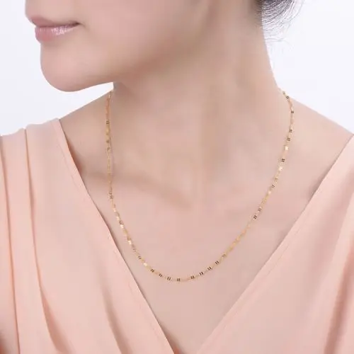

Fine Solid Au750 18K Yellow Gold Women's Four Leaf Clover Link Necklace