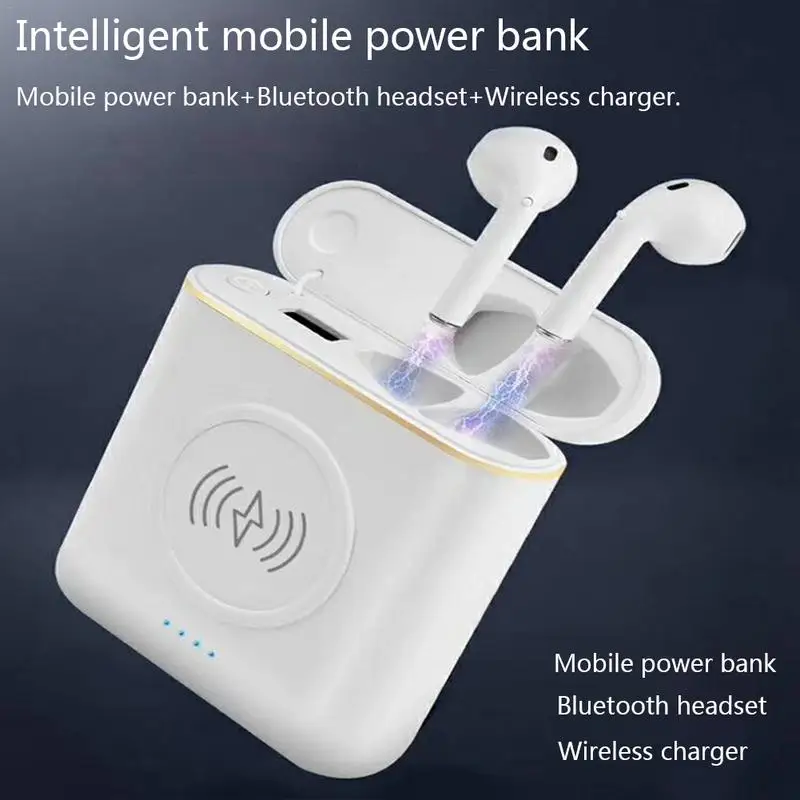 

Universal 3 In 1 Bluetooth Headset Earphone Intelligent Charging Power Bank Plus Charger Both Wireless Charging For IOS Android