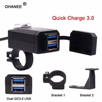 ohanee qc3 0 usb motorcycle charger moto equipment dual usb quick charge 12v power supply adapter case for iphone samsung huawei