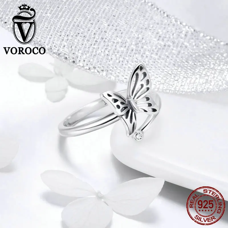 Женское кольцо с бабочкой VOROCO изысканное Подарочное ювелирное изделие из