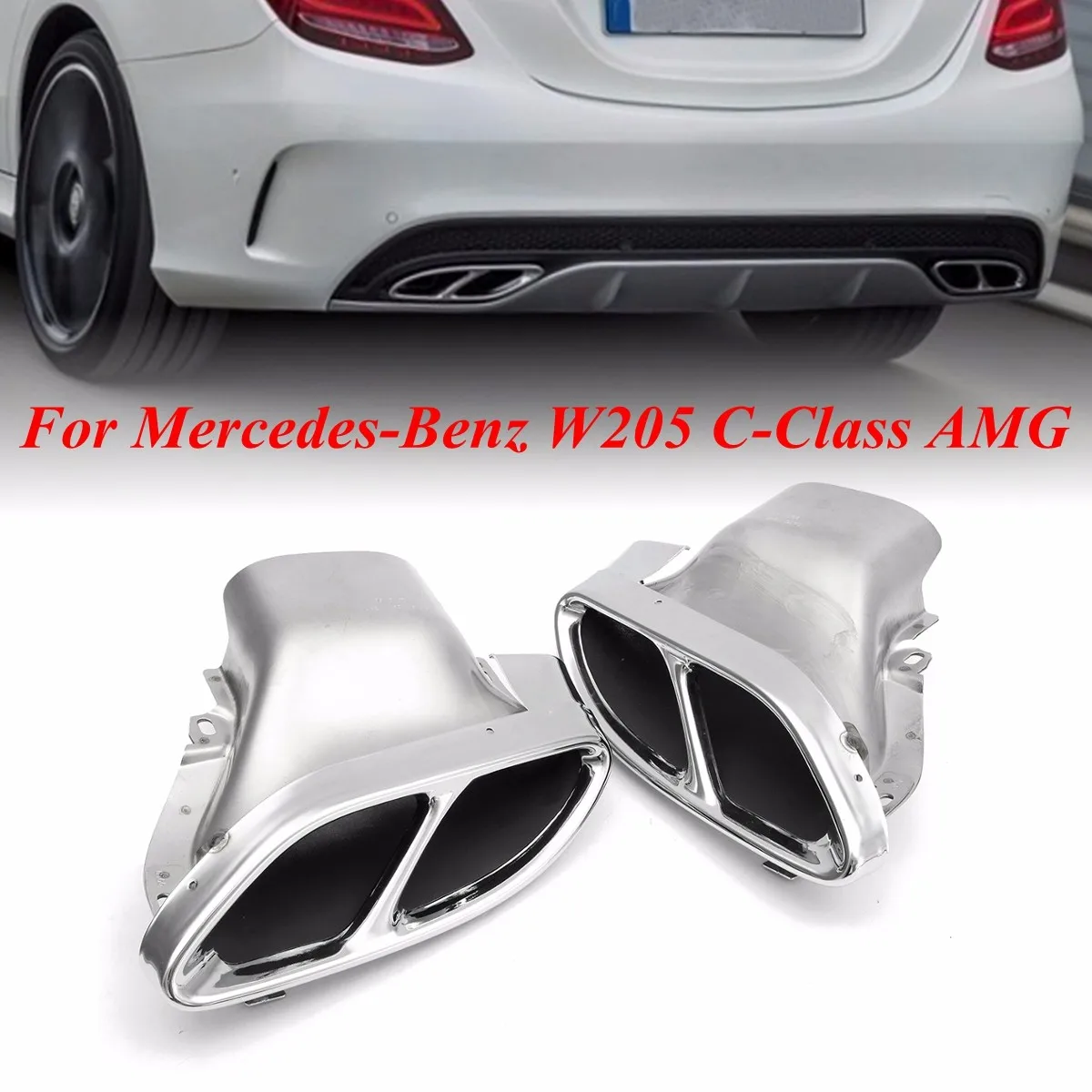 Пара задних трубок глушителя для Mercedes Benz W205 C class 2015 2016 2017 2018 2019