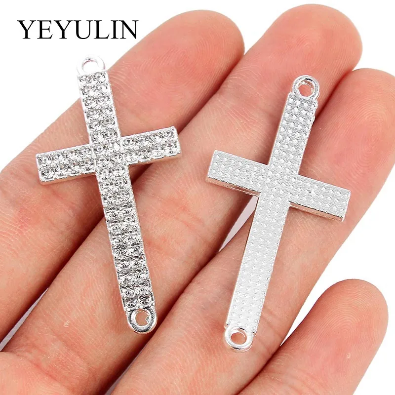10 шт. многоцветные соединители из цинкового сплава с кристаллами Religion Cross для