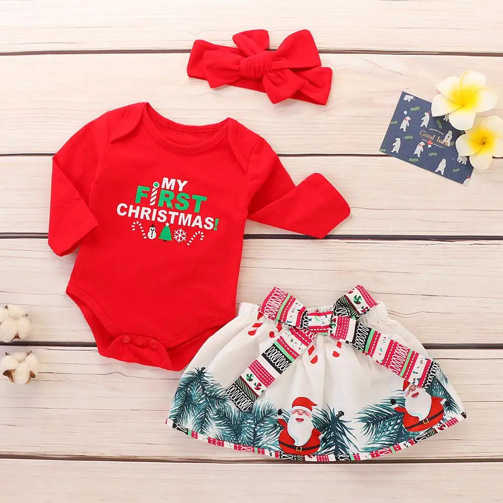 Kidlove/комплект из 3 шт./компл. для маленьких девочек Рождественский комбинезон +