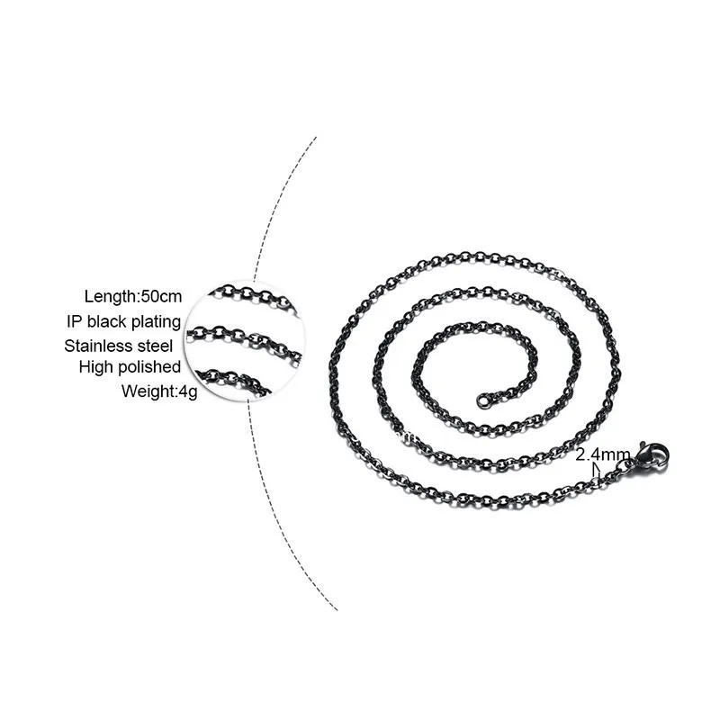 Мужские классические черные о форме плетённого кольца Нержавеющая сталь колье